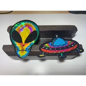 Rainbow 90's Alien and Spaceship Vending Machine Stickers with Original Holder